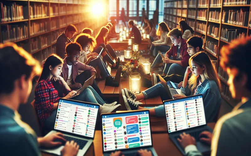 Adolescents utilisant Discord pour chatter entre ados en ligne