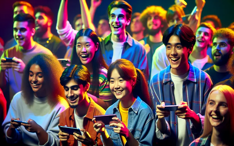 Communaute d'ados utilisant un tchat lors d'un evenement gaming